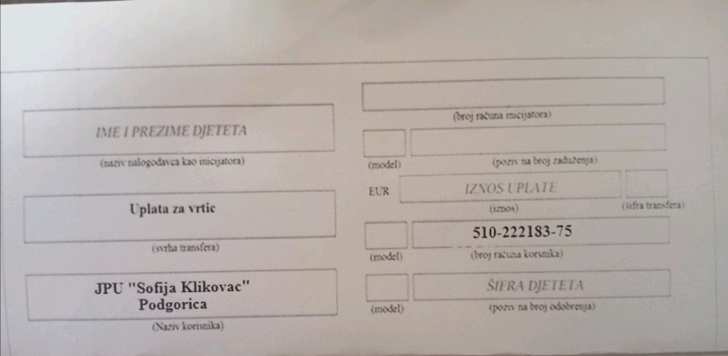 Uputstvo za uplatu